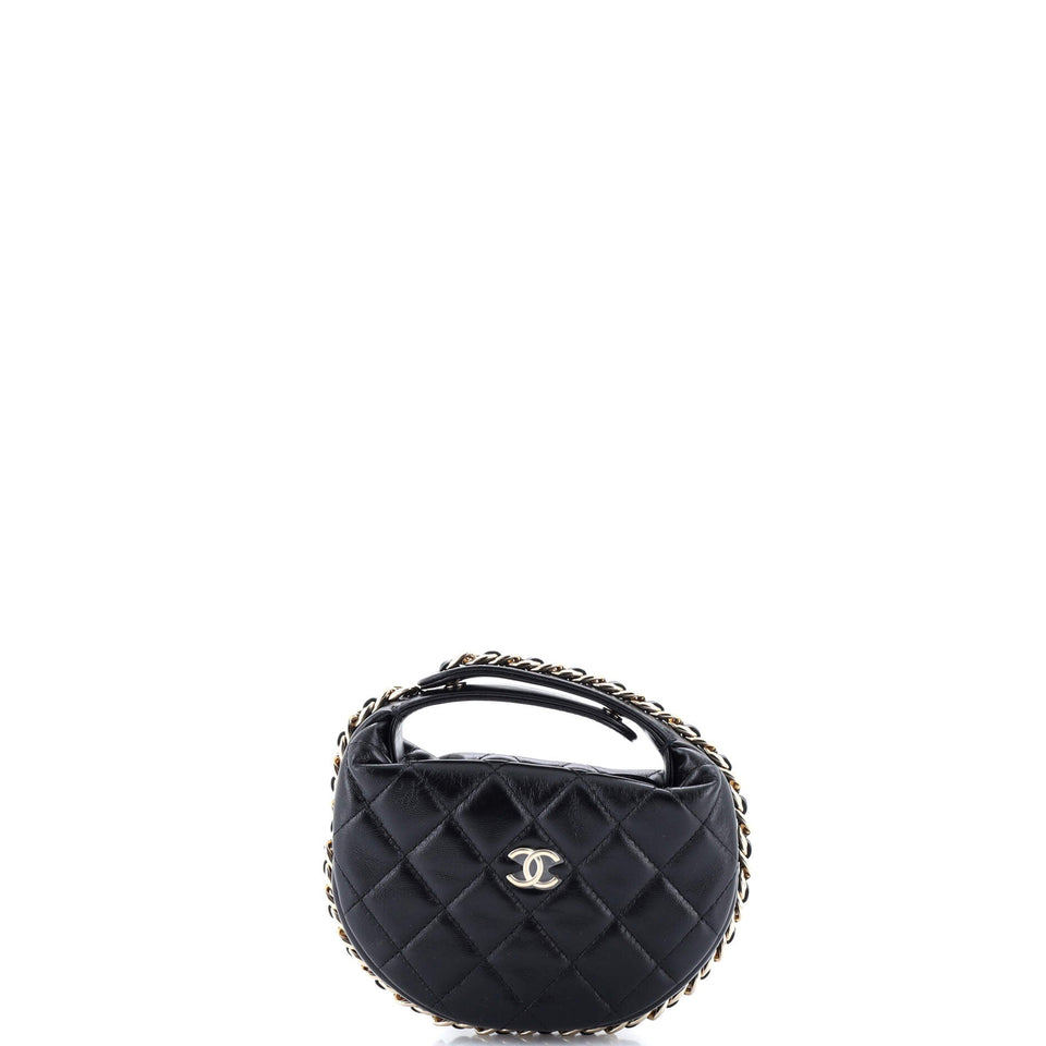 Chain Around Hobo Pouch Quilted Lambskin Mini