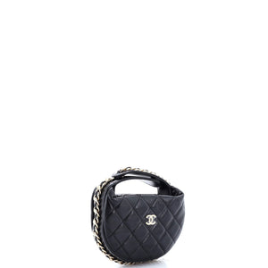 Chain Around Hobo Pouch Quilted Lambskin Mini
