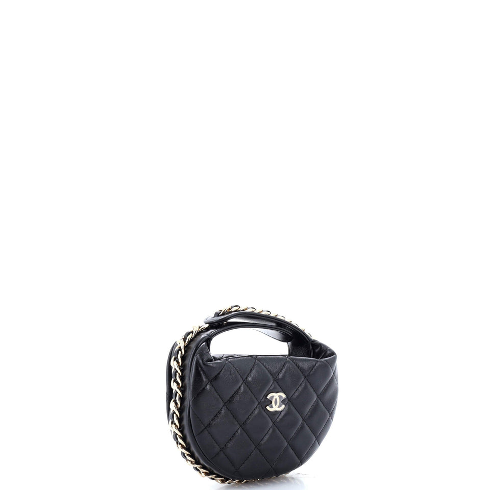 Chain Around Hobo Pouch Quilted Lambskin Mini