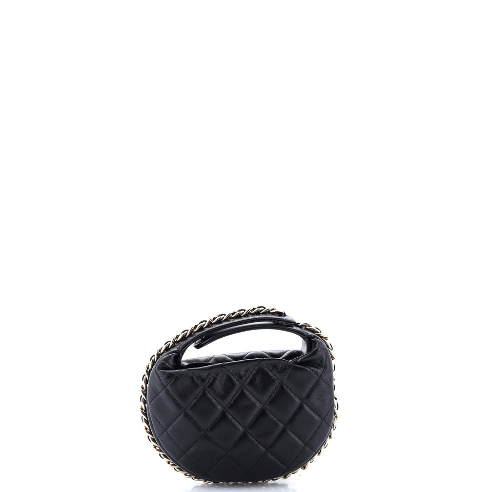 Chain Around Hobo Pouch Quilted Lambskin Mini