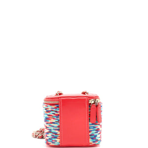 Classic Vanity Case with Chain Multicolor Embroidered Thread Mini