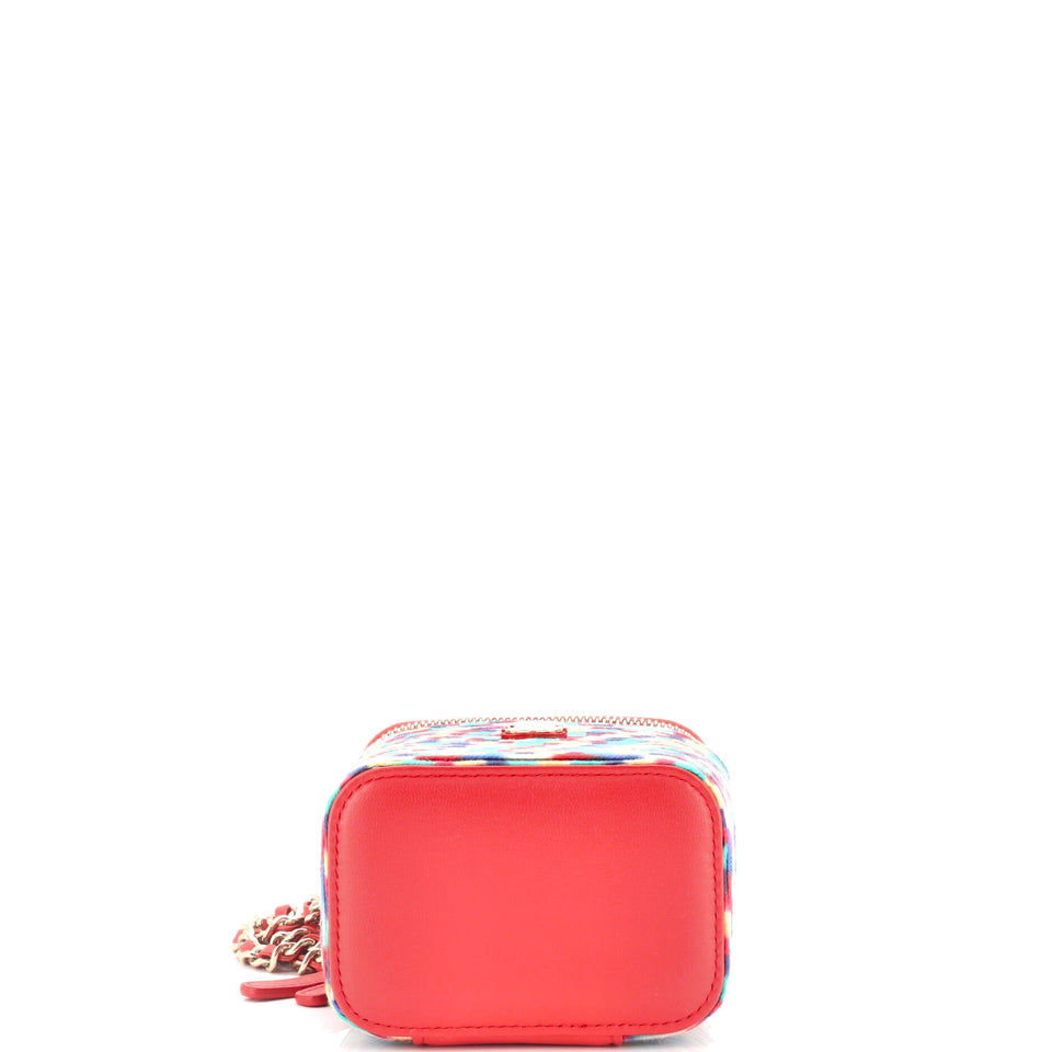 Classic Vanity Case with Chain Multicolor Embroidered Thread Mini