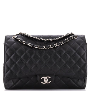 Classic Double Flap Bag Quilted Caviar Maxi
