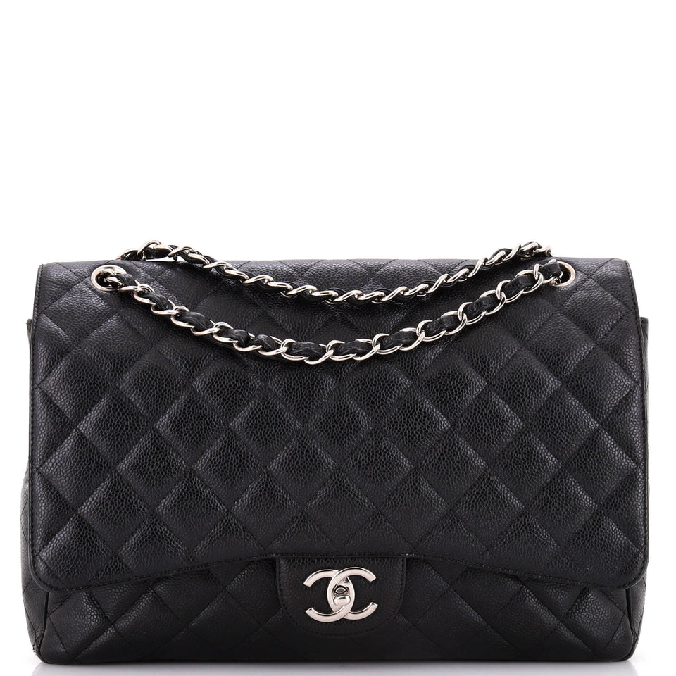 Classic Double Flap Bag Quilted Caviar Maxi