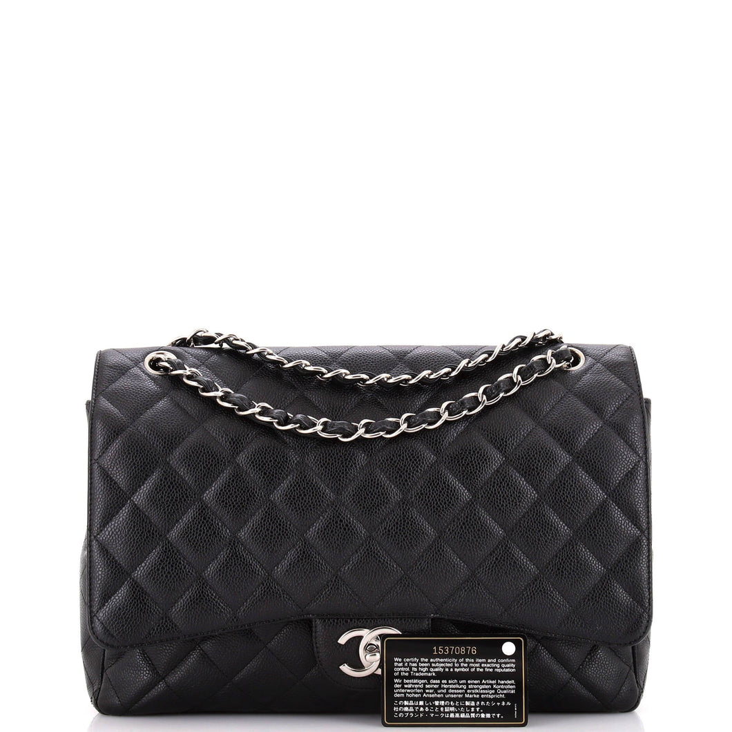 Classic Double Flap Bag Quilted Caviar Maxi
