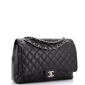 Classic Double Flap Bag Quilted Caviar Maxi