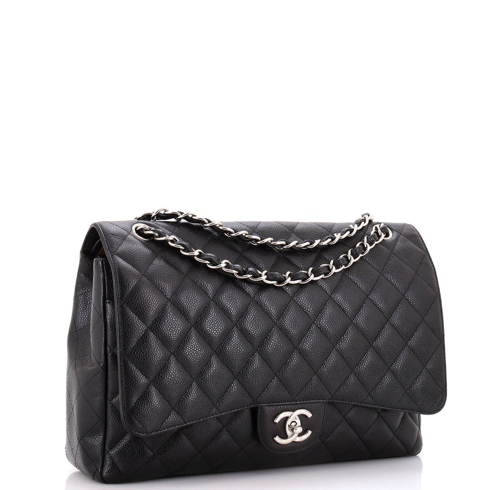 Classic Double Flap Bag Quilted Caviar Maxi