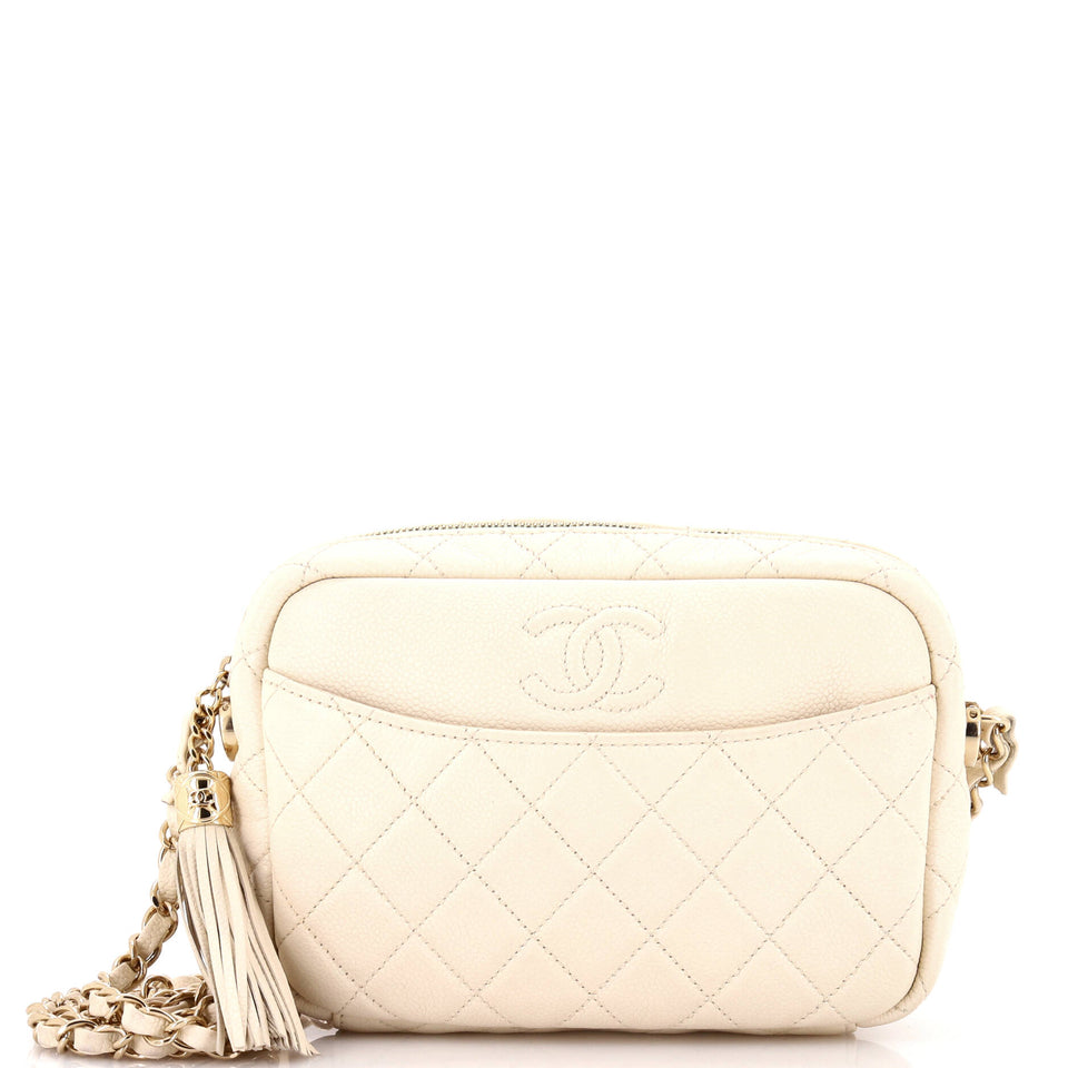 Coco Tassel Camera Case Quilted Caviar Medium