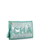 Logo Wristlet Clutch PVC Over Quilted Tweed Large