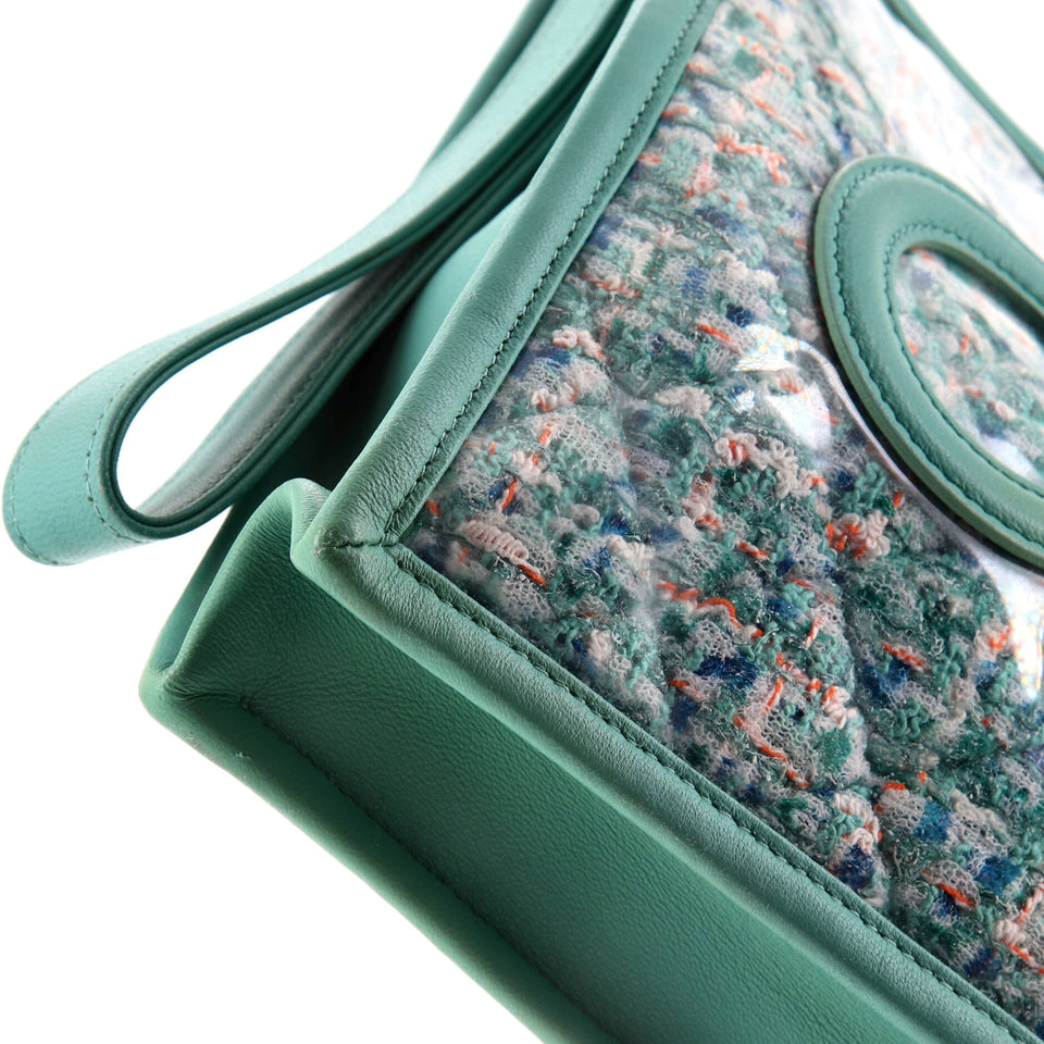 Logo Wristlet Clutch PVC Over Quilted Tweed Large