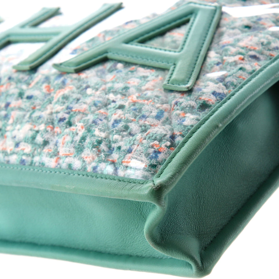 Logo Wristlet Clutch PVC Over Quilted Tweed Large