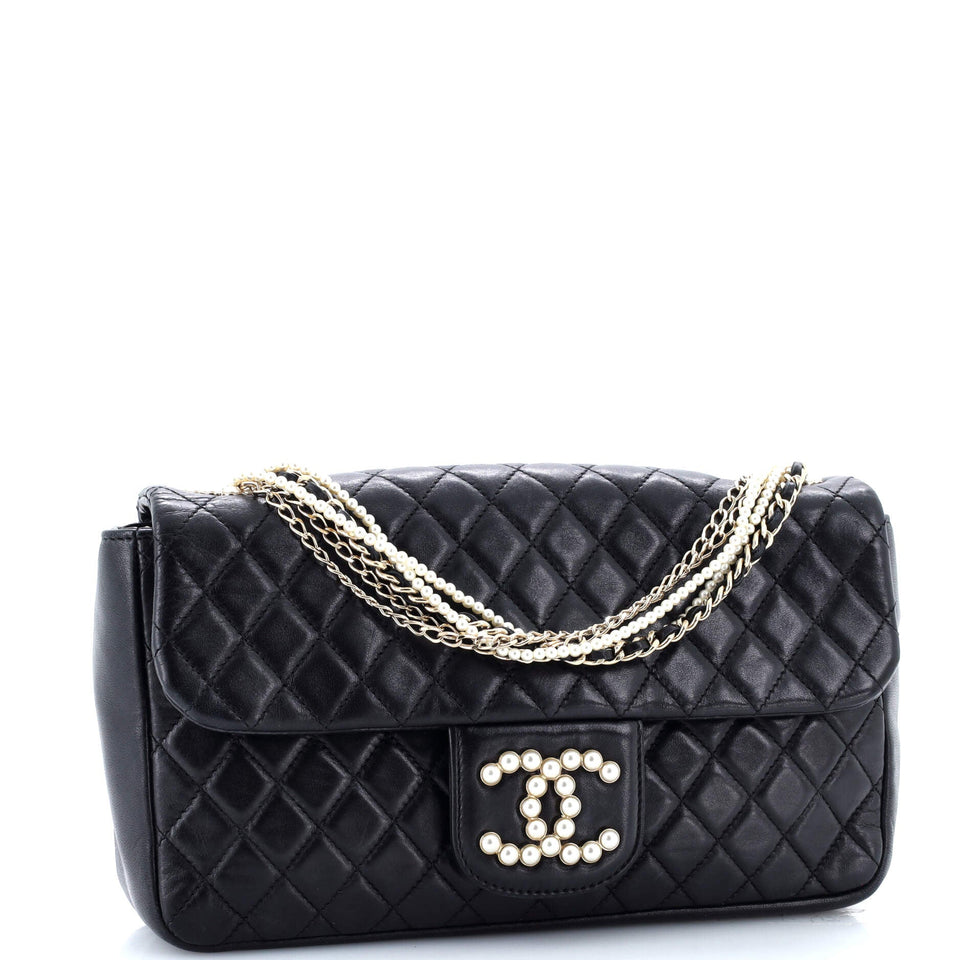 Westminster Pearl Chain Flap Bag Quilted Lambskin Medium