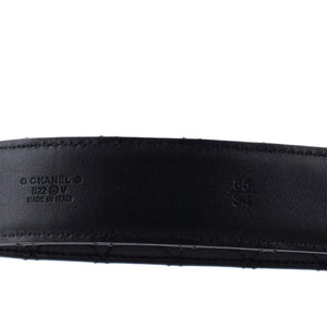 Woven Chain CC Buckle Belt Quilted Leather Wide
