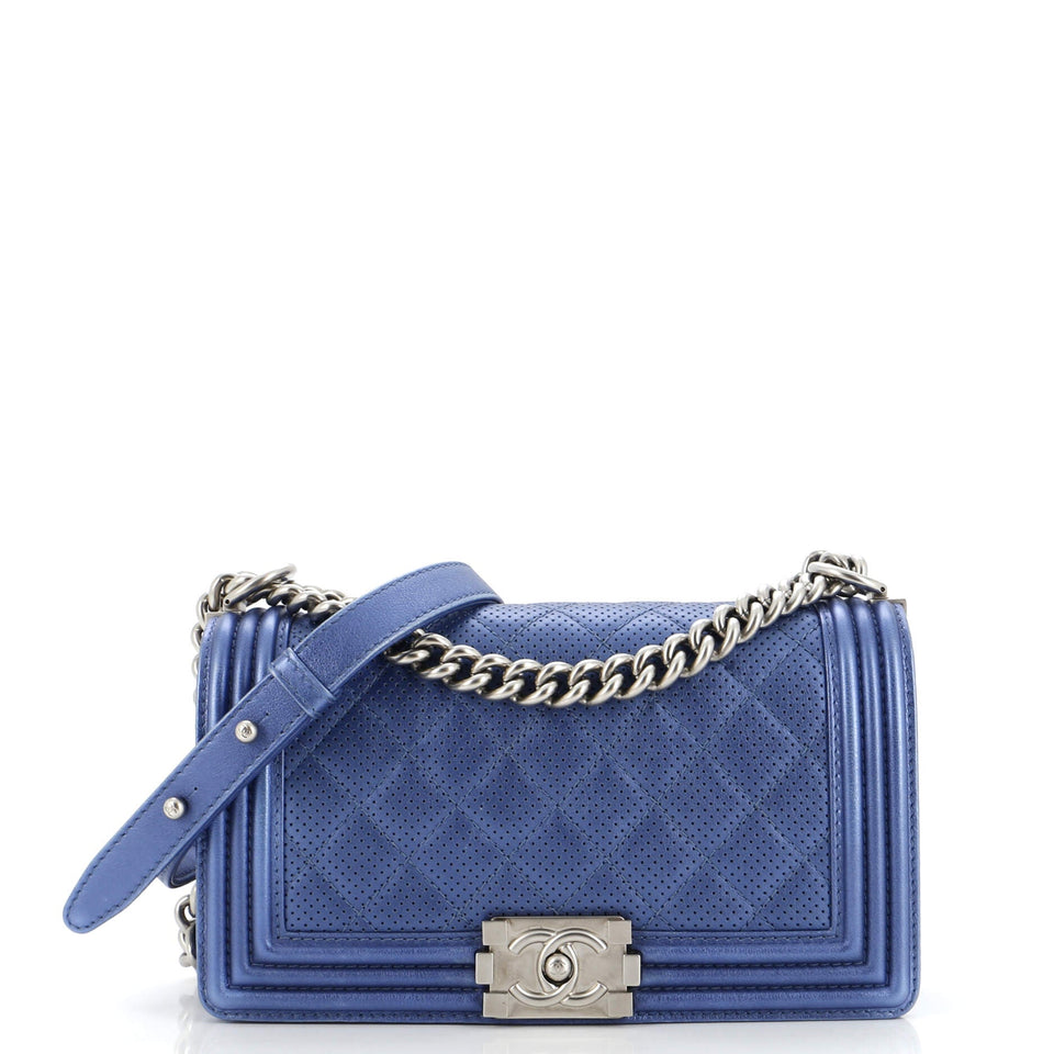 Boy Flap Bag Quilted Perforated Lambskin Old Medium