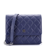 Square Wallet on Chain Quilted Caviar