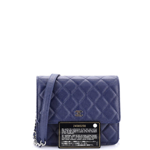 Square Wallet on Chain Quilted Caviar