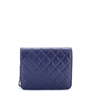 Square Wallet on Chain Quilted Caviar
