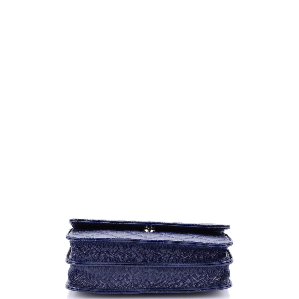 Square Wallet on Chain Quilted Caviar