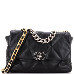 19 Flap Bag Quilted Leather Large