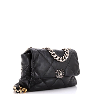 19 Flap Bag Quilted Leather Large