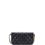 Twist Your Buttons Flap Clutch with Chain Quilted Caviar