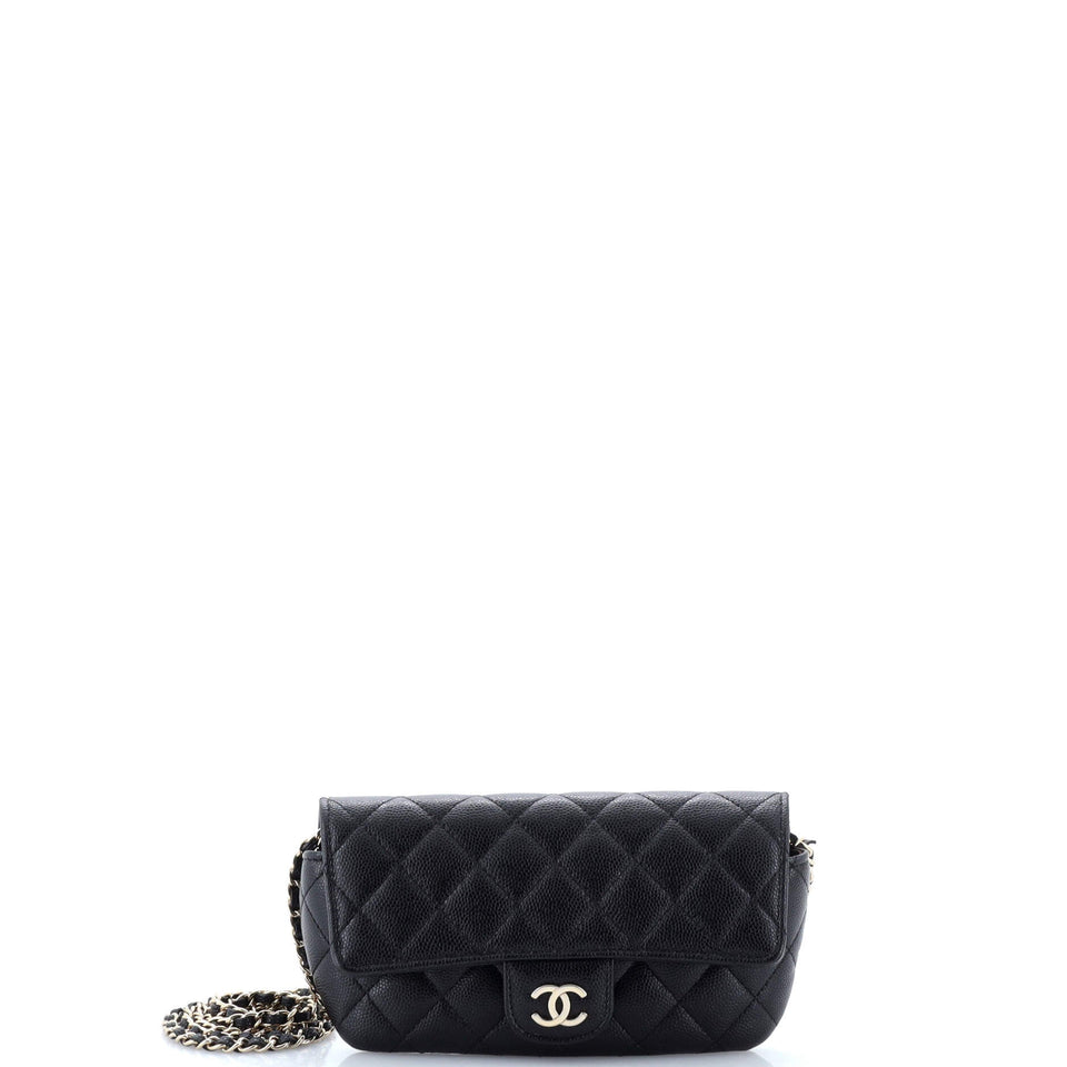 Classic Sunglasses Case with Chain Quilted Caviar