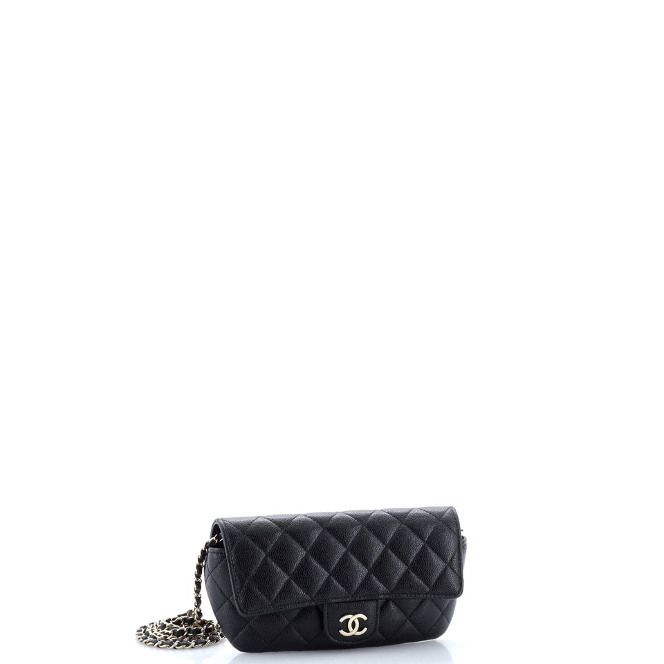 Classic Sunglasses Case with Chain Quilted Caviar