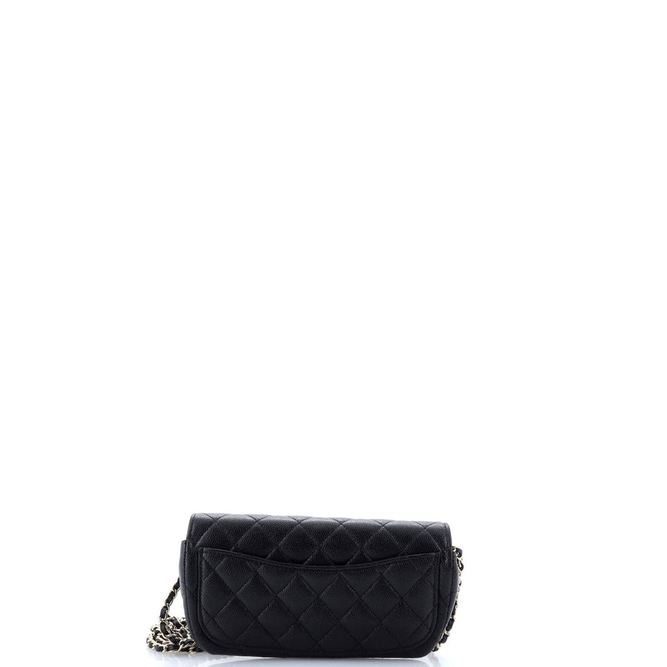Classic Sunglasses Case with Chain Quilted Caviar