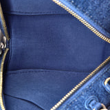 19 Round Clutch with Chain Quilted Denim