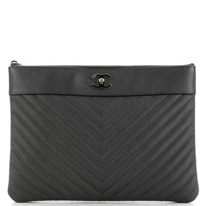 Mademoiselle Vintage O Case Clutch Chevron Caviar Medium