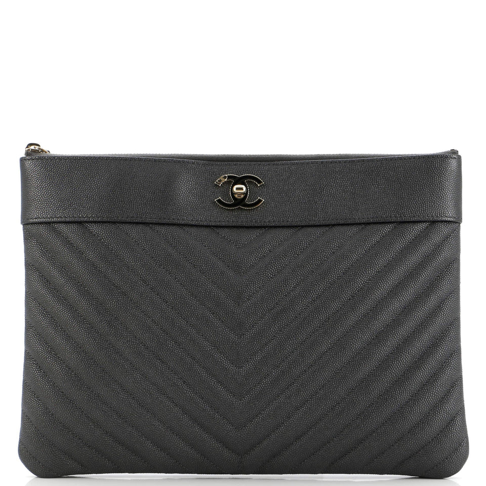 Mademoiselle Vintage O Case Clutch Chevron Caviar Medium