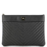 Mademoiselle Vintage O Case Clutch Chevron Caviar Medium