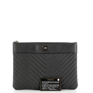 Mademoiselle Vintage O Case Clutch Chevron Caviar Medium