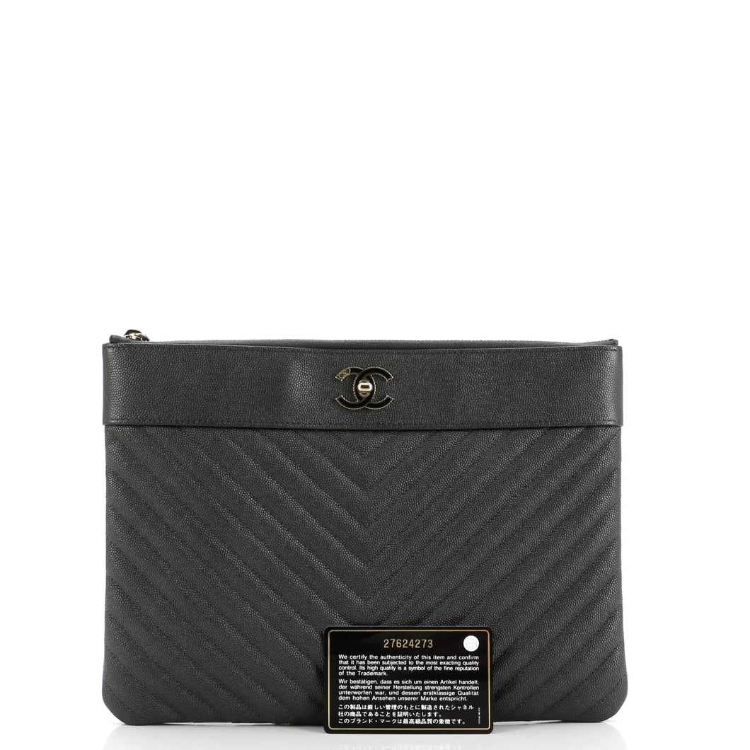 Mademoiselle Vintage O Case Clutch Chevron Caviar Medium