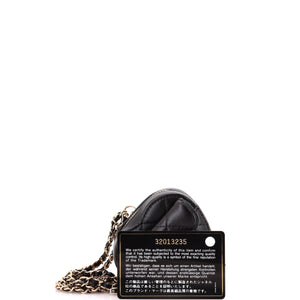 CC in Love Heart Chain Necklace Zip Coin Purse Quilted Lambskin