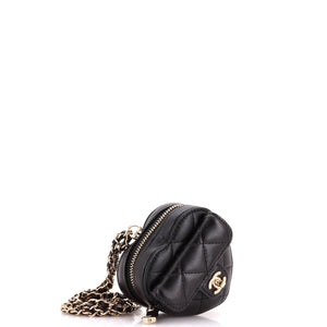 CC in Love Heart Chain Necklace Zip Coin Purse Quilted Lambskin
