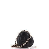 CC in Love Heart Chain Necklace Zip Coin Purse Quilted Lambskin