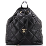 CC Drawstring Backpack Quilted Lambskin Large