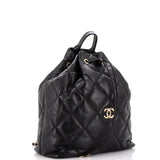 CC Drawstring Backpack Quilted Lambskin Large