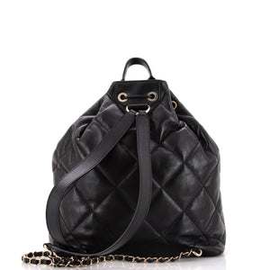 CC Drawstring Backpack Quilted Lambskin Large