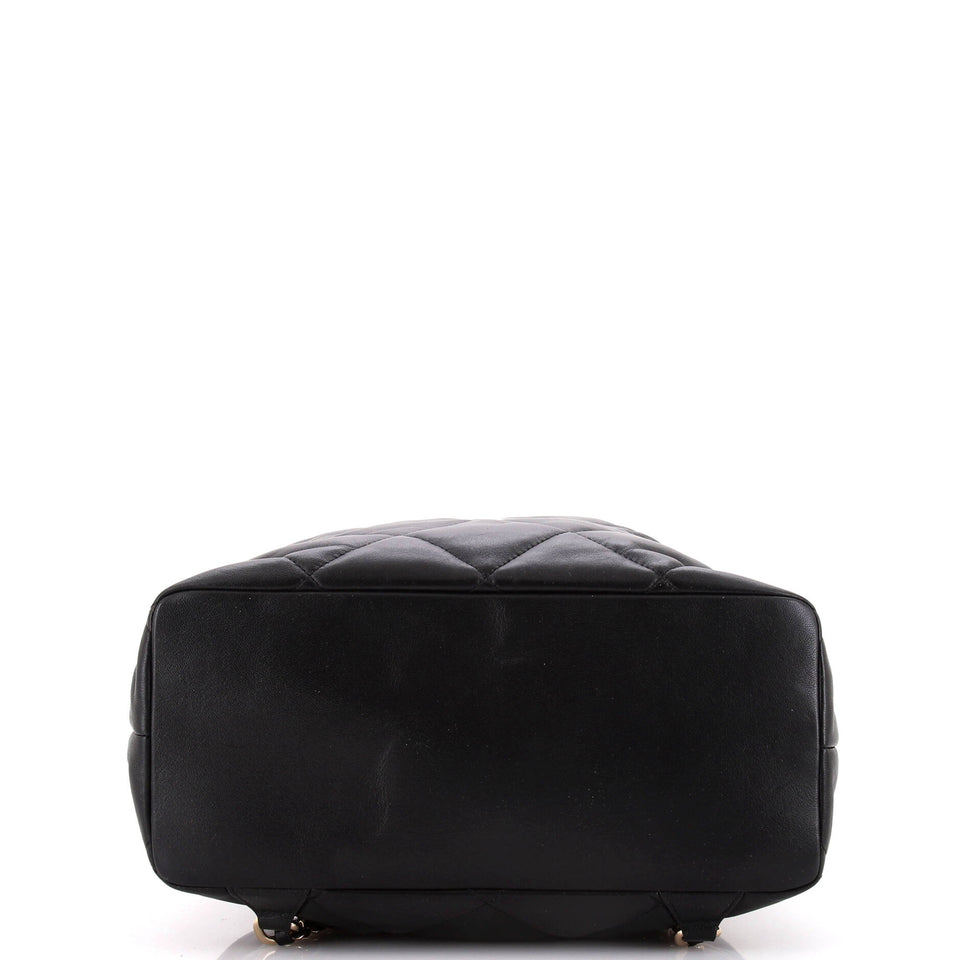 CC Drawstring Backpack Quilted Lambskin Large