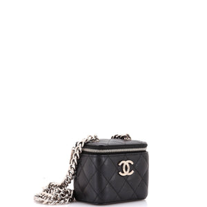 Coco Enamel Strap Vanity Case with Chain Quilted Caviar Mini