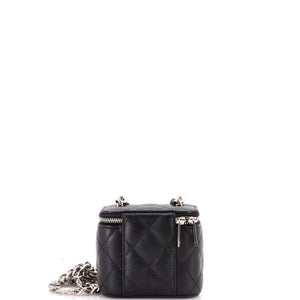 Coco Enamel Strap Vanity Case with Chain Quilted Caviar Mini