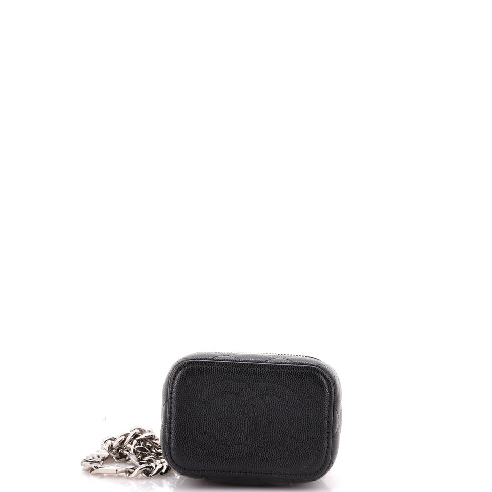 Coco Enamel Strap Vanity Case with Chain Quilted Caviar Mini