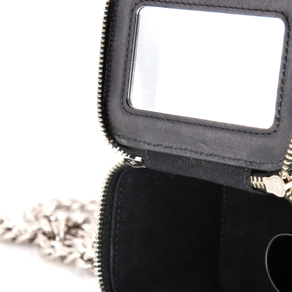 Coco Enamel Strap Vanity Case with Chain Quilted Caviar Mini