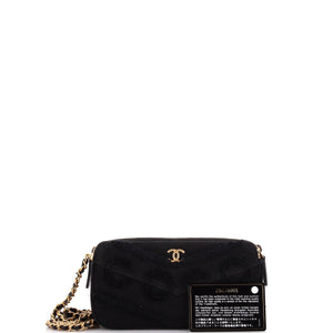 Coco Double Zip Clutch with Chain Fringe Chevron Denim