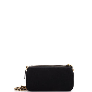 Coco Double Zip Clutch with Chain Fringe Chevron Denim