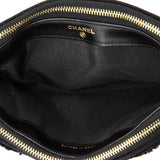 Coco Double Zip Clutch with Chain Fringe Chevron Denim