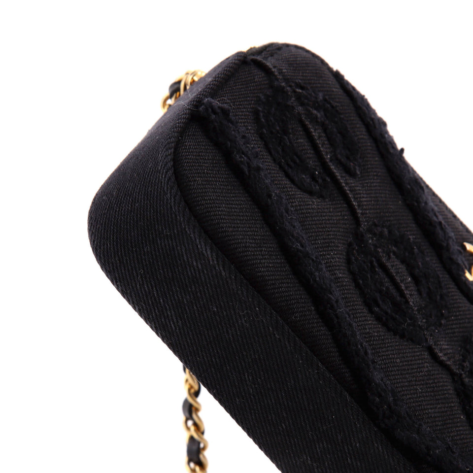 Coco Double Zip Clutch with Chain Fringe Chevron Denim