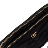 Coco Double Zip Clutch with Chain Fringe Chevron Denim